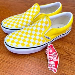 Vans Slip- on, Checkerboard Skate Shoe, Golden Yellow